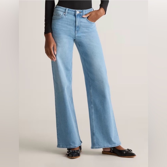 Quince Denim - Quince Bella High Rise Wide Leg Jeans in Frosted Blue Size 32